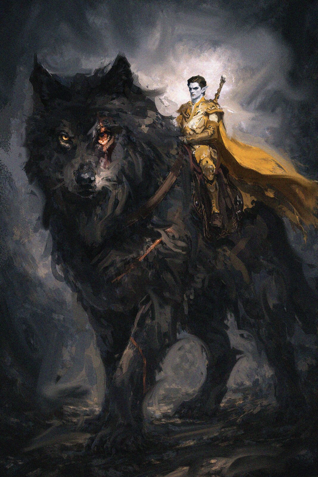 Warrior riding giant wolf — TTRPG