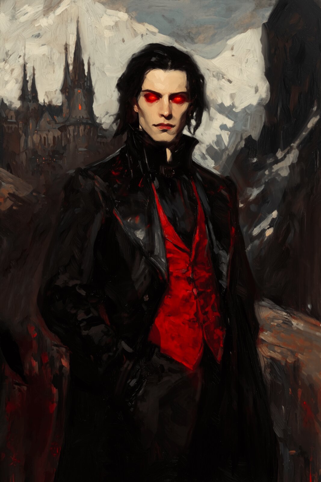 Vampire in black and red — card art