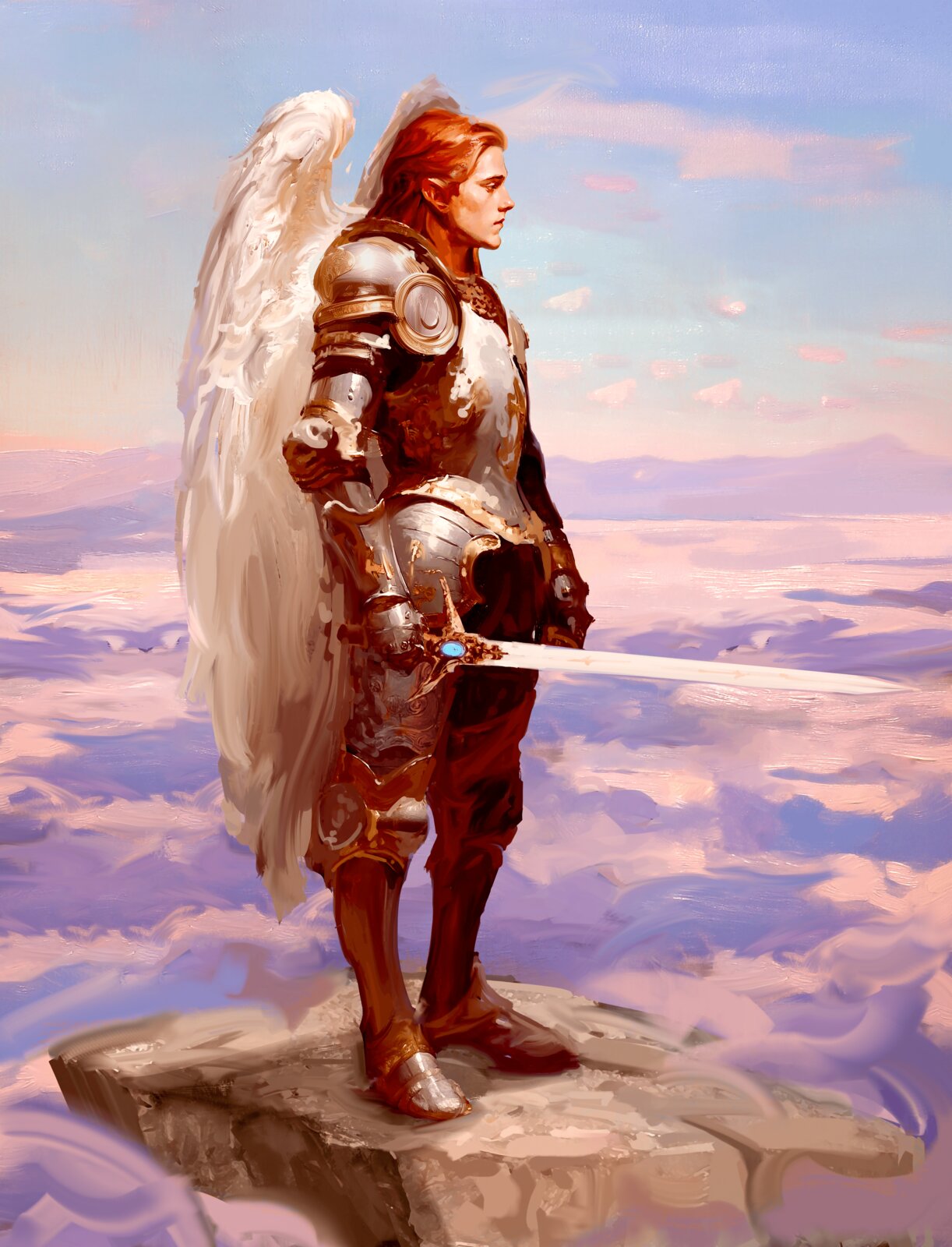 Angel knight on cliff — board game