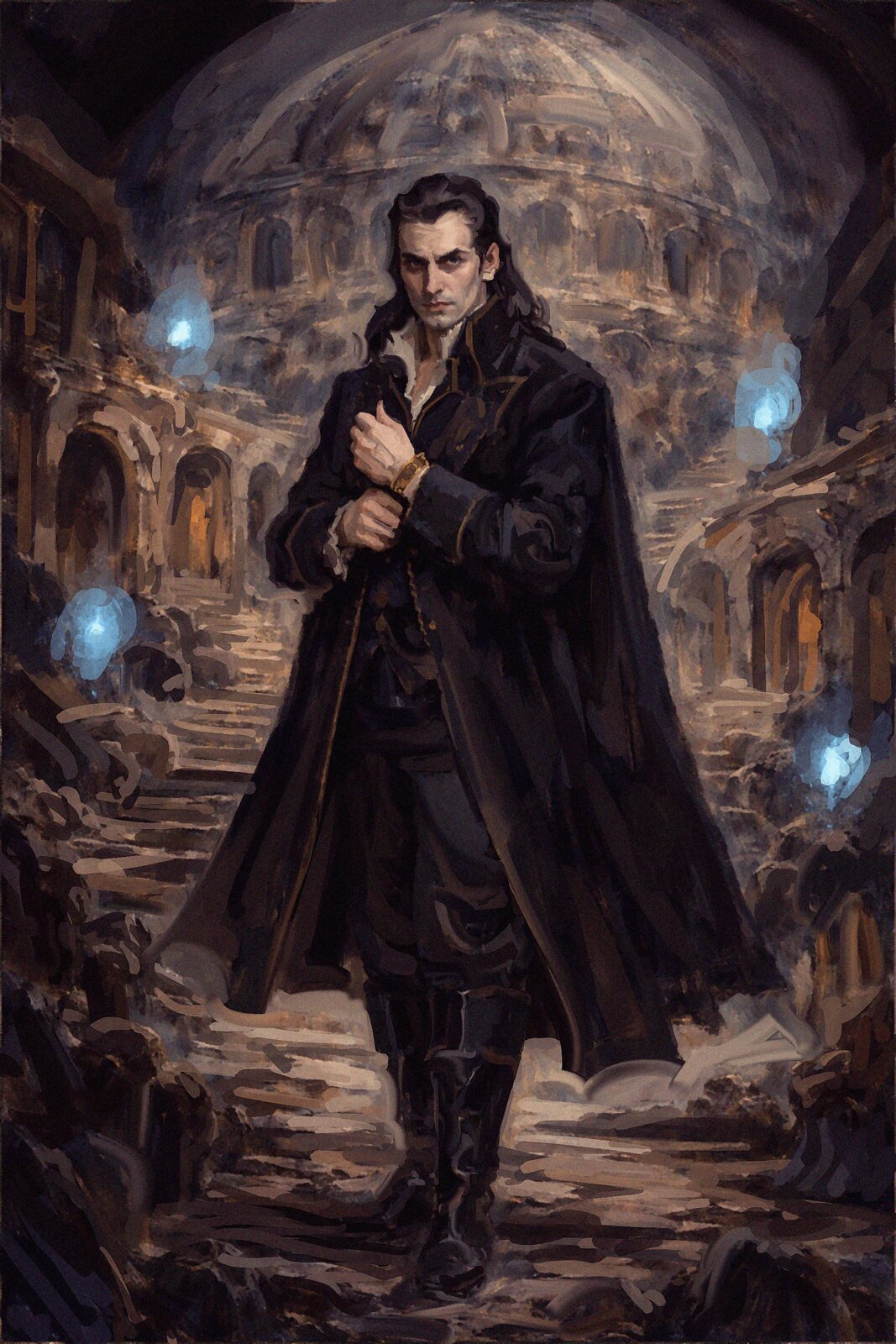 Dark mage in ancient ruins — board game